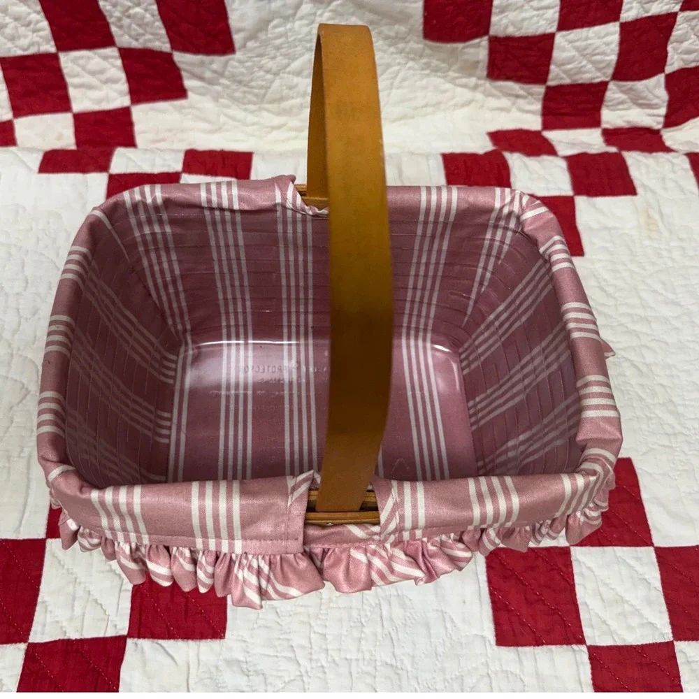 Longaberger Handwoven Basket Pink Striped Liner Plastic‎ Protector Dresden Ohio